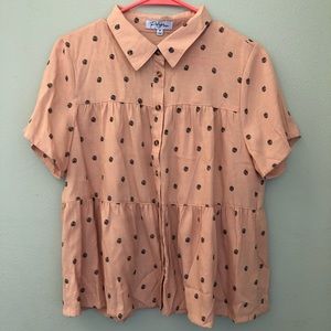 Salmon Button-Up Top